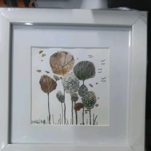 wall art mini watercolor painting with frame (4x4 inches)