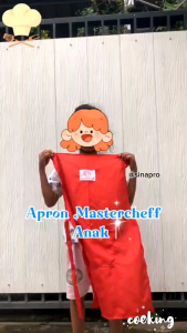 Topi Anak Chef + Celemek Free Topi / Satu Set Apron Anak Laki-Laki Perempuan