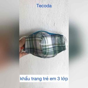 10 Khẩu Trang Vải Trẻ Em Cho Bé 3 Lớp Kẻ Caro Chống Nắng Chống Bụi