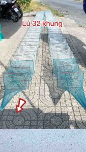 Lú dây bát quái 32 khung 26 cửa ngục dài 9m- nặng 35kg-Khung 25 x 37cm Mắt lưới 15p Bắt Cá