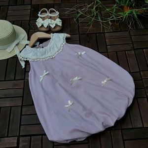 Sét bộ áo dây quần đùi bé gái- bộ quần áo bé gái vải đũi  xốp mềm mát