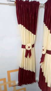 putri collection 24 gorden kupu-kupu jendela minimalis ruang tamu pita ikat tengah maroon cream terbaru