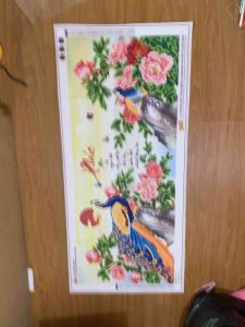 [THÀNH PHẨM] Tranh Đính Đá Chữ PHÚC - Chim Công & Hoa Mẫu Đơn (110x50cm) - Sang Trọng & Ý Nghĩa