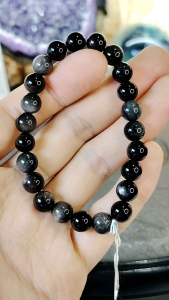 Natural Mexico Premium Grade Silver Sheen Obsidian Crystal Beads Bracelet SOB06 #Obsidian #CrystalBracelet #Naturalcrystal #ObsidianBracelet #SilverObsidian
