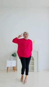 Kemeja Zara Oversize LD 120cm Wanita Atasan Basic Lengan Panjang Perempuan Bigsize Jumbo