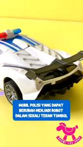 2in1 RC mobil polisi jadi robot remote control mainan Mobil Remot