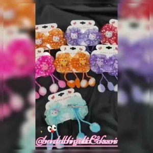 (1 PASANG) JEPIT RAMBUT ANAK POM-POM / JEPIT RAMBUT ANAK JUNTAI / JEPIT RAMBUT ANAK LUCU / KIDS CUTE HAIR CLIP / PM6821