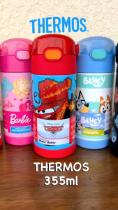 Authentic THERMOS FUNTAINER Disney Cars 12 Ounce Stainless Steel Vacuum Insulated Kids Straw Water Bottle