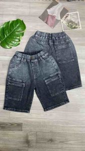 Quần Jean Lửng Cho Bé Trai Từ 25-50Kg Co Giãn Màu Xám Đen Phối 2 Túi Trước Thời Trang
