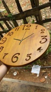 Jam Dinding Kayu Jati Bundar Asthetic Jepara