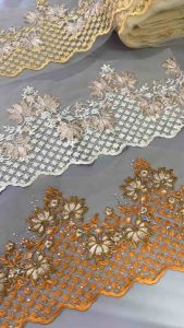 Border Lace Corak Bunga 19CM Untuk Baju Kurung Batu Manik Kain Renda Border Baju Lace Baru Series4 6 Warna Kain Lace Kain Border Baju