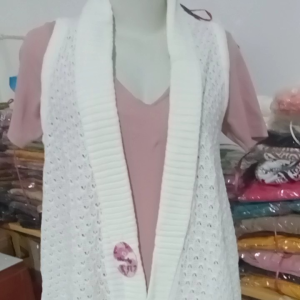 Outer Cardigan Wanita Rajut Tanpa Lengan Polos Rumbai