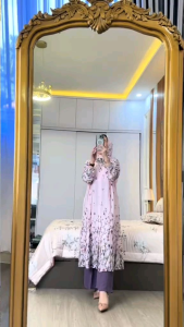 Alesha Setelan Tunik Set Hijab Setelan Wanita Terbaru Best Seller Setelan Long Tunik Wanita Kekinian Set Hijab