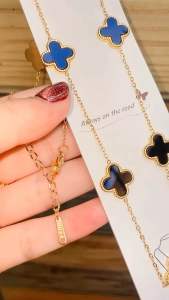 KALUNG TITANIUM EMAS 5CLOVERS ORIGINAL ANTI KARAT ANTI LUNTUR