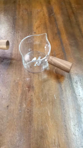ESPRESSO SHOT GLASS 75ML/ double mouth/ WOODEN HANDLE GELAS TAKAR tuang ukur KOPI