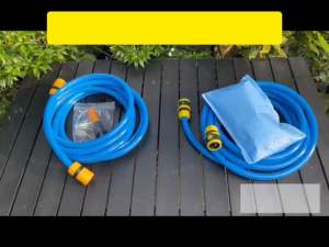 สายยาง หัวรดน้ำ ต้นไม้ ล้างรถ สีฟ้า พร้อมข้อต่อก๊อกน้ำและปืนฉีดน้ำ พร้อมใช้งาน
