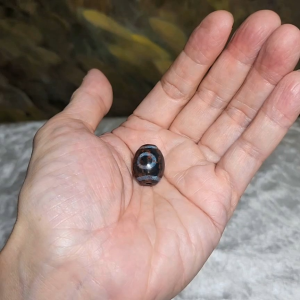 19.2mm Aged Tibetan Xang Xung (Zhang Zhung) Heaven & Earth Da Luo Dzi pendant with red spots (with certificate) 藏传老矿象雄朱砂天地达洛天珠(带证书送项链绳)