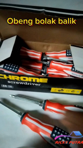 Obeng Plus Minus Gagang Karet Bolak Balik Ukuran 4 Inchi