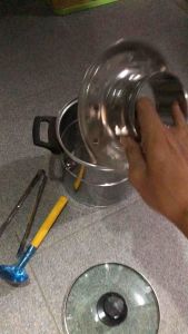 DANDANG BAKSO PEGANGAN ANTI PANAS TUTUP KACA 24cm LENGKAP