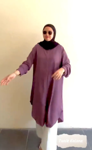 KALINA TUNIK CRINKLE POLOS Kancing Kerah Atasan Muslim Wanita Airflow