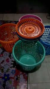 Keranjang laundry bulat/tempat pakaian kotor/keranjang Titip bulat