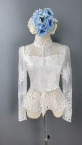 เสื้อลูกไม้แขนยาว เสื้อไว้ใส่ทำบุญ ชุดไทยใส่ทำบุญ ชุดใส่งานบวช เสื้อทำบุญ ชุดไทยงานแต่ง