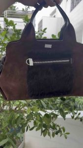 Túi 2hand phom xách tay sang trọng da phối lông nhà San aut của Ý có code cực đẹp -T443