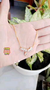 Kalung Titanium Permata Zircon Lapis Emas Awet Anti Luntur