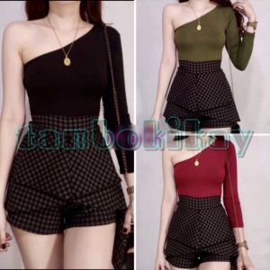 ONE SIDED LONG SLEEVES SEMI CROP TOP (Free Size: Can fit Small-Medium)