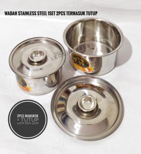 Leoshop888 Italian Bowl Mangkuk Tutup Stainless Non Magnetk Tempat Minyak Bumbu Dapur Makanan Sayuran