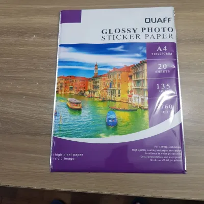 Waterproof A4 Quaff Glossy Photo Sticker Paper 135gsm White Label