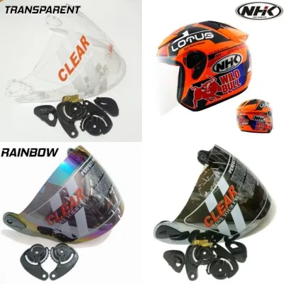 Kaca Helm NHK R6 Visor Rainbow Iridium Silver Pelangi dan bening GRATIS Rachet / GRATIS dudukan Kaca helm