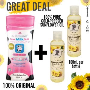 100% ORIGINAL  A BONNE SPA MILK SALT WITH 2 BOTTLES OF PREMIUM SUNFLOWER OIL