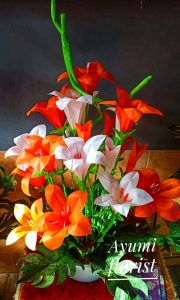 bunga hias sudut super jumbo dari plastik kresek bunga amarilis hand made