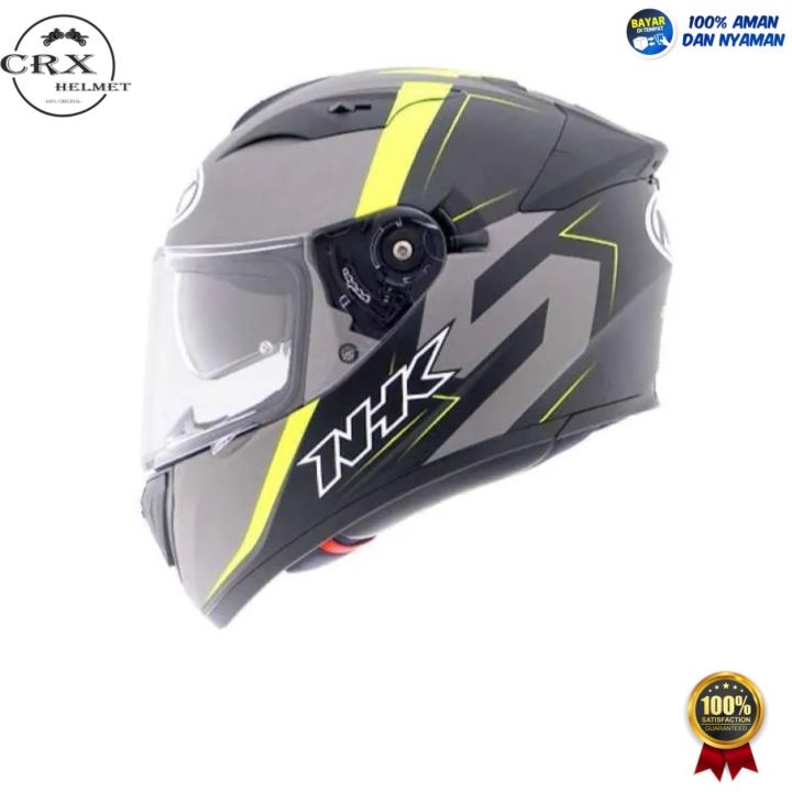 Helm nhk gp prime motif penza grey yellow doff full face original