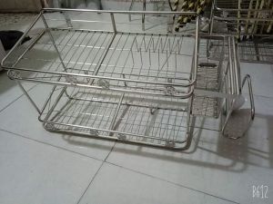 Kệ chén đa năng inox có rỗ đũa máng đạo để thớt máng nồi