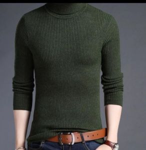 sweater kerah tinggi rajut