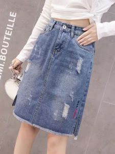 Chân váy jean  váy bò công sở  dáng  A dài ngang gối  (mã 2)