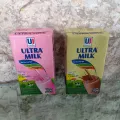 Susu Ultra Milk 125 ml (coklat dan strawberry). 