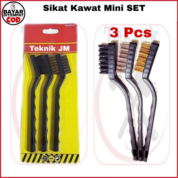 PROMO Sikat Kawat Mini Set [ 3 Pcs ] Nylon - Baja - Kuningan Model Sikat Besi Wire Brush