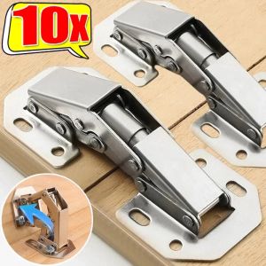10PCS 90 Degree Soft Close Spring Hinges No-Drilling Noiseless Hidden Concealed Cabinet Hinge Furniture Hinge