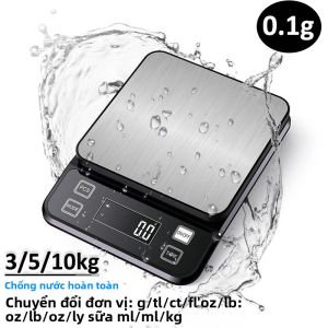 Cân Nhà Bếp Kỹ Thuật Số 3/5/10Kg 0.1G Độ Chính Xác Màn Hình LCD Hiển Thị Thép Không Gỉ Chống Thấm Nước Đo Cân Dụng Cụ Nướng Bánh