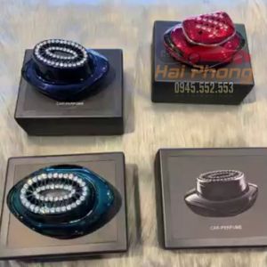 Nước Hoa Ô Tô Giảm Stress Cao Cấp Đính Đá Car Perfume Mùi Thơm Nhẹ Nhàng - Nước Hoa Trang Trí Xe Hơi - Nắp Oval