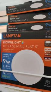 Lamptan ดาวน์ไลท์ฝังฝ้า LED 9W กลม แสงขาว Daylight 6500k Downlight Ultra Slim Alu.Flat แท้100% By.N
