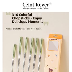 Non-slip 316 Stainless Steel Chopsticks Family Set