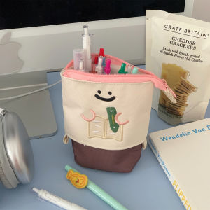 Cute Cartoon Large Capacity Foldable Pencil Case for Girls New 2025 Stationery Box High Aesthetic Retractable Pen Holder