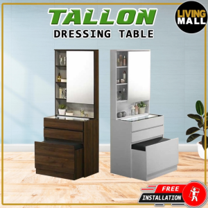 Living Mall Tallon Dressing Table With Led Light Mirror in White and Columbia Colour