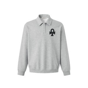 CHINISM | Lucky Charm New Style Mens Navy Blue Polo Collar Sweater