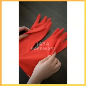31 CM Merah Sarung Tangan Karet Latex Tebal Untuk Cuci Piring Baju Berkebun Serbaguna Panjang