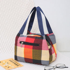 New Canvas Small Handbag for Elderly People Coin Phone Bag Bento Box Mommy Little Handbag Soft Polyester Lining Washable Zipper Closure